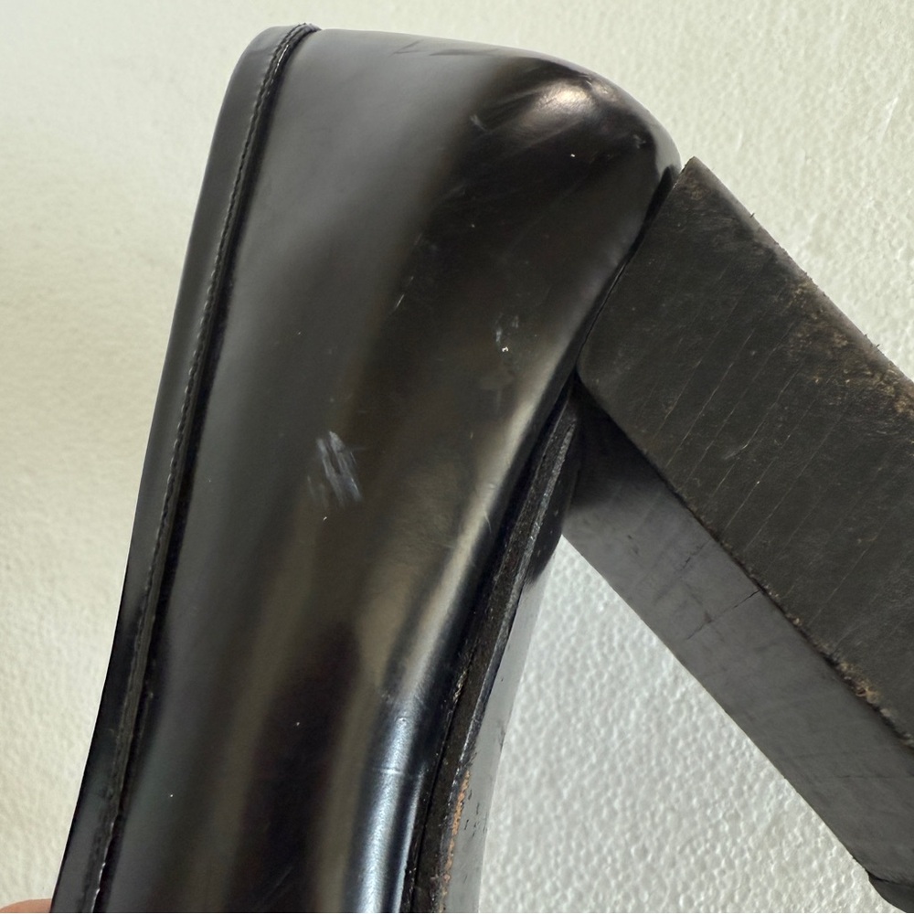 Prada Vintage, Late 1990, Glossy Black Leather block heels pumps , Sz 8.5 - Picture 12 of 13
